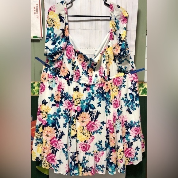 ⛱️Torrid Mini Gauze Puff Sleeve Floral Skater Dress - Picture 9 of 12
